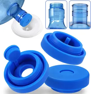 5 Gallon Water Jug Cap Reusable Food Grade Silicone Replacement for 55mm Bottles & Dispensers Non-Spill Secure Fit Patented 3 Pack Drinkware - Disposable