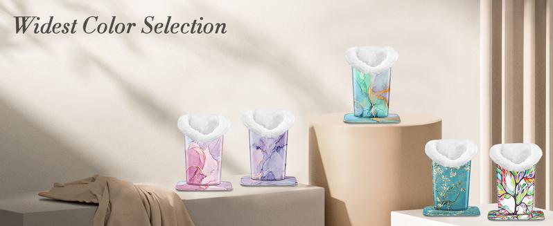 Fintie Eyeglasses Holder with Soft Furry Lining and Magnetic Base, Durable Glasses Stand Case Vegan Leather Exterior, Portable Sunglasses Organizer