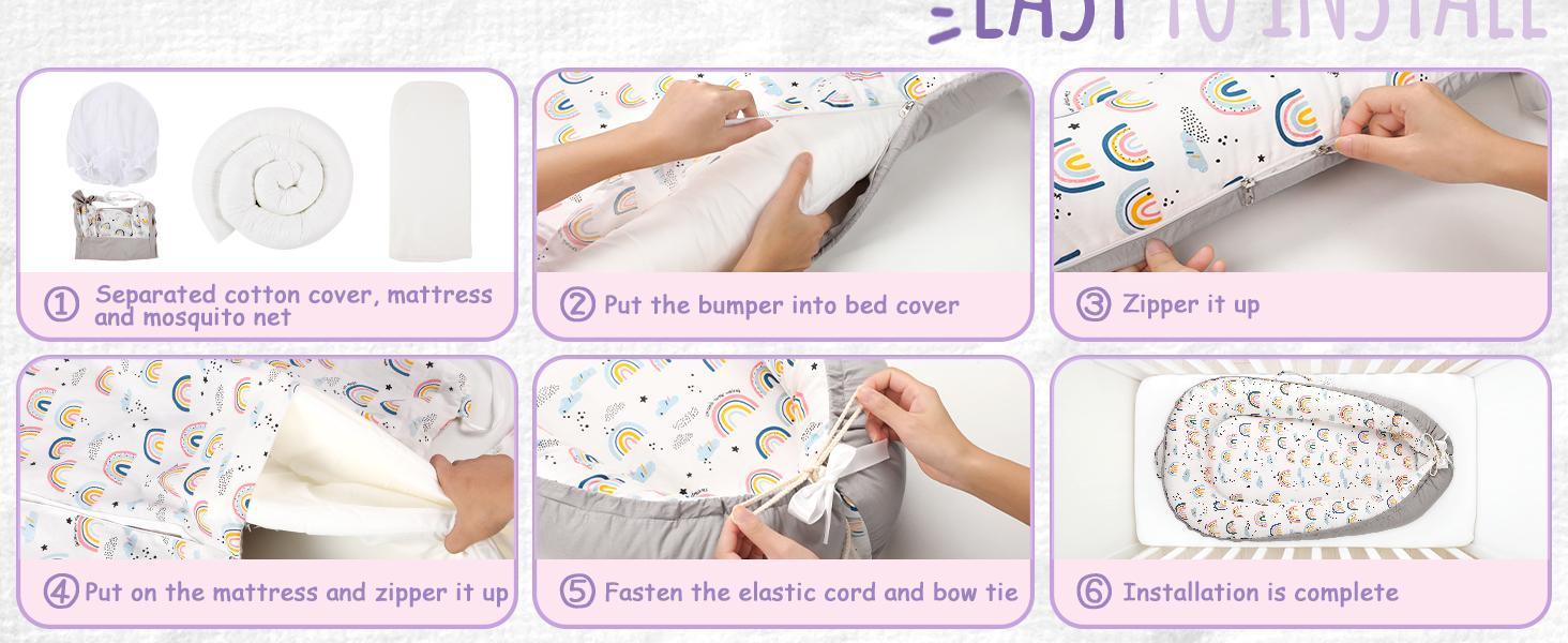 Benazcap Portable Baby Cushion with Detachable Mosquito Net Soft Breathable Infant Seat for Travel Playtime Supervised Use