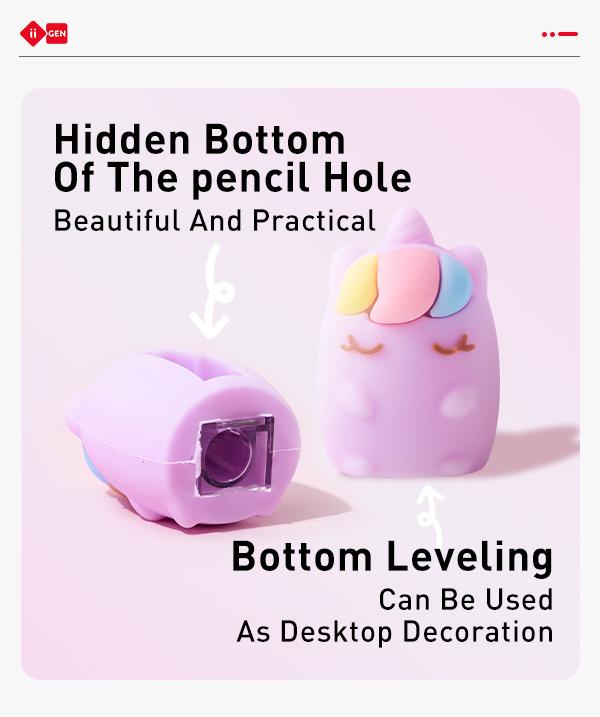 iiGEN 4PCS Cute Animal Pencil Sharpener Set Unicorn DUCK RABBIT CAT Stainless Steel Safe Long Lasting Kids Stationery