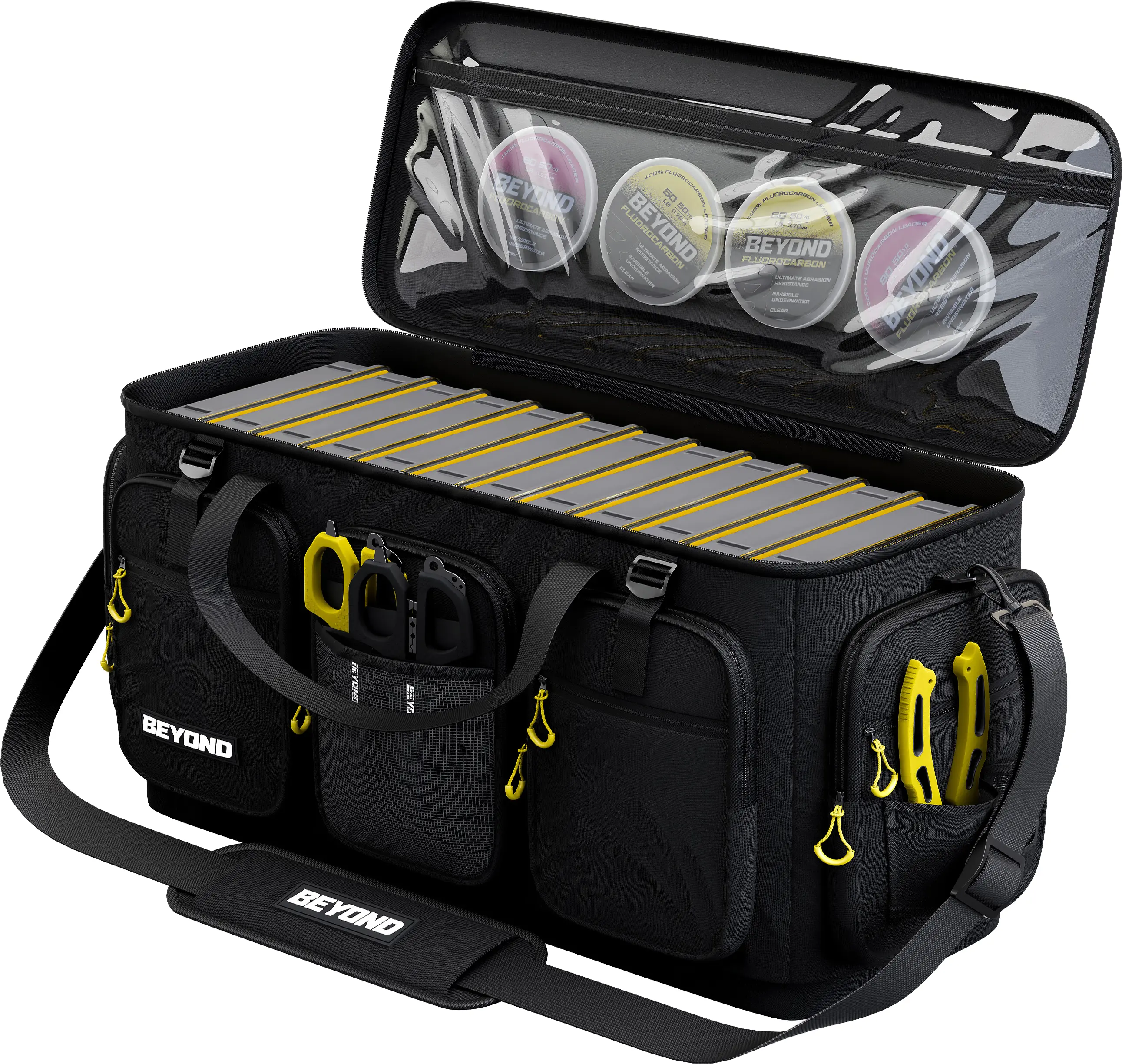 Beyond Fishing Hauler Tackle Bags - Water Resistant With Hard Molded Bottom -  Perfect for Fresh Water & Salt Water Fishing Tackle Storage - Holds Tackle Boxes and Fishing Gear