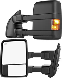 Smoked Power Heated Tow Mirrors Compatible with Ford Super Duty(2008-2016), Extended Trailer Towing Side Mirrors w/Turn Signal fits F250 F350 F450 F550 F-250 F-350 F-450 F-550
