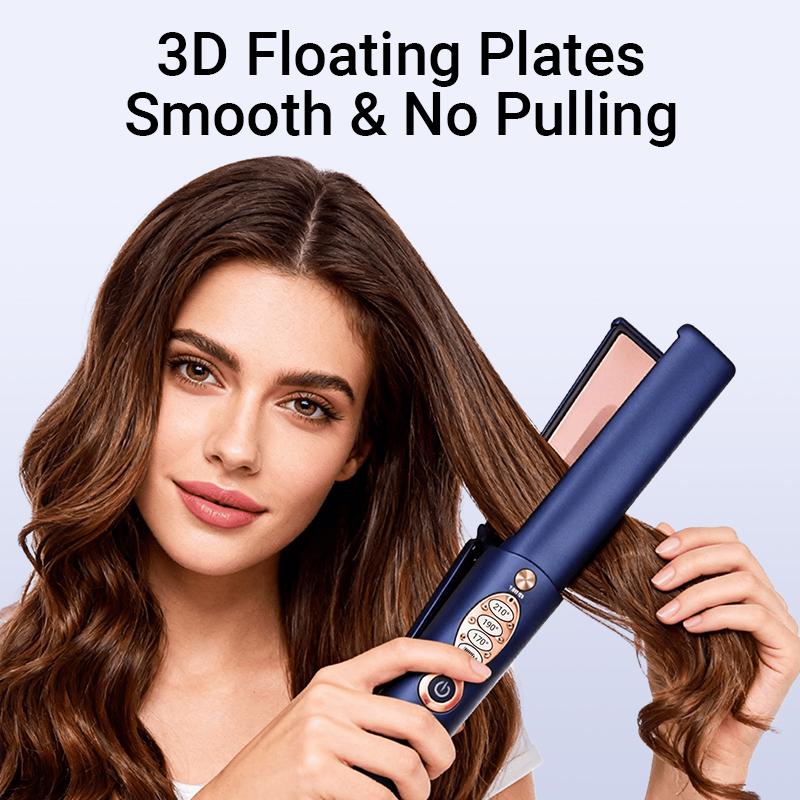 Cordless Hair Straightener, 5000mAh Portable Titanium Flat Iron, Wireless Mini 2-in-1 Straightener & Curler, Travel-Friendly Design, Heats Up Fast, Max 210°C / 410°F