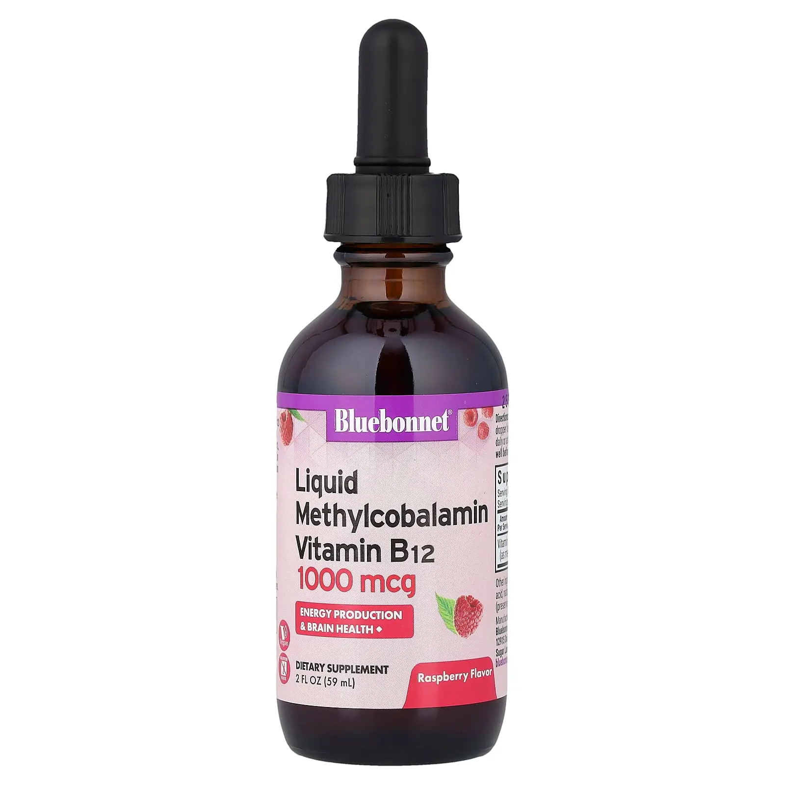 Bluebonnet Nutrition Liquid Methylcobalamin Vitamin B12, Raspberry, 2 fl oz (59 ml)