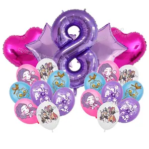 KPop Demon Hunters Birthday Balloons Decoration Set Music Girl Number 8 Aluminum Film Balloons Kids Party Supplies Gift Favor Decor