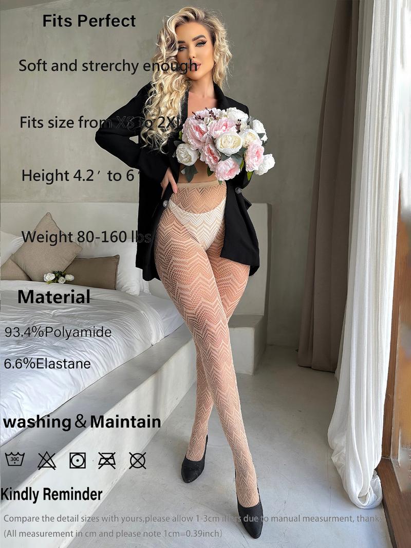 Fits 185-275 lbsCross-Border European and American Geometric Lines Transparent Pantyhose Mesh Stockings Women Sexy No Crotch Black Stockings Sey Lingerie