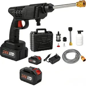 Cordless Pressure Washer, Portable Battery Power Washer, 24V Hand Held Pressure Washer with 2 Batteries for Small Electric Power Cleaner for Car, Garden, Floor