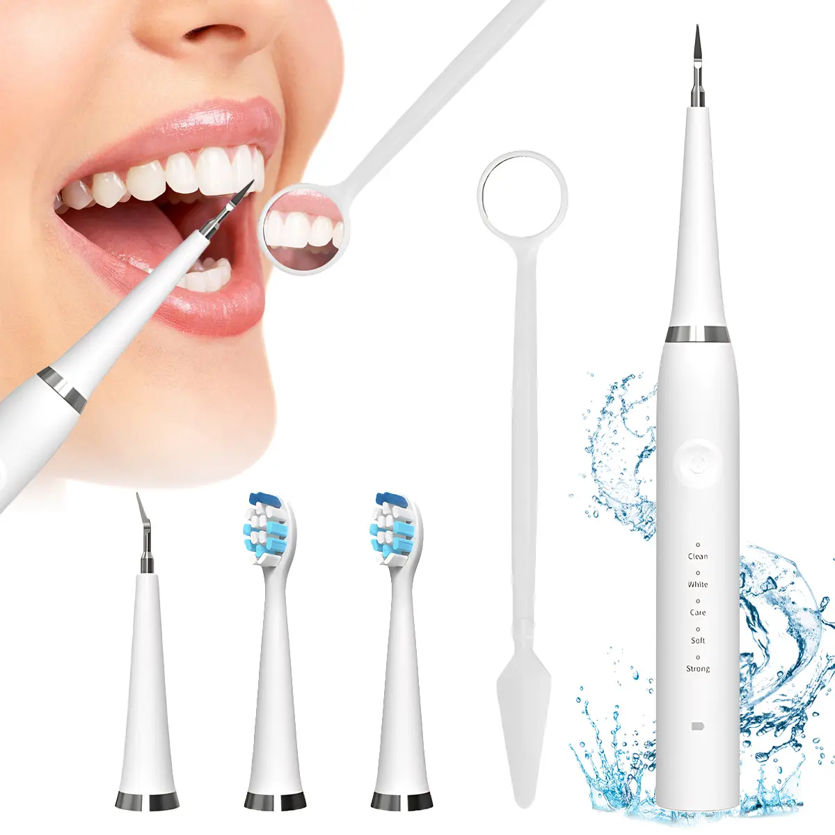 Ultrasonic Dental Plaque Remover for Humans & Pets, 5 Cleaning Modes, 2 Replaceable Heads, IPX7 Waterproof, Rechargeable, Effective Remove Plaque Tartar and Stains Preventing Cavities Bad Breath and Gum Disease for At-Home Teeth Cleaning Cost