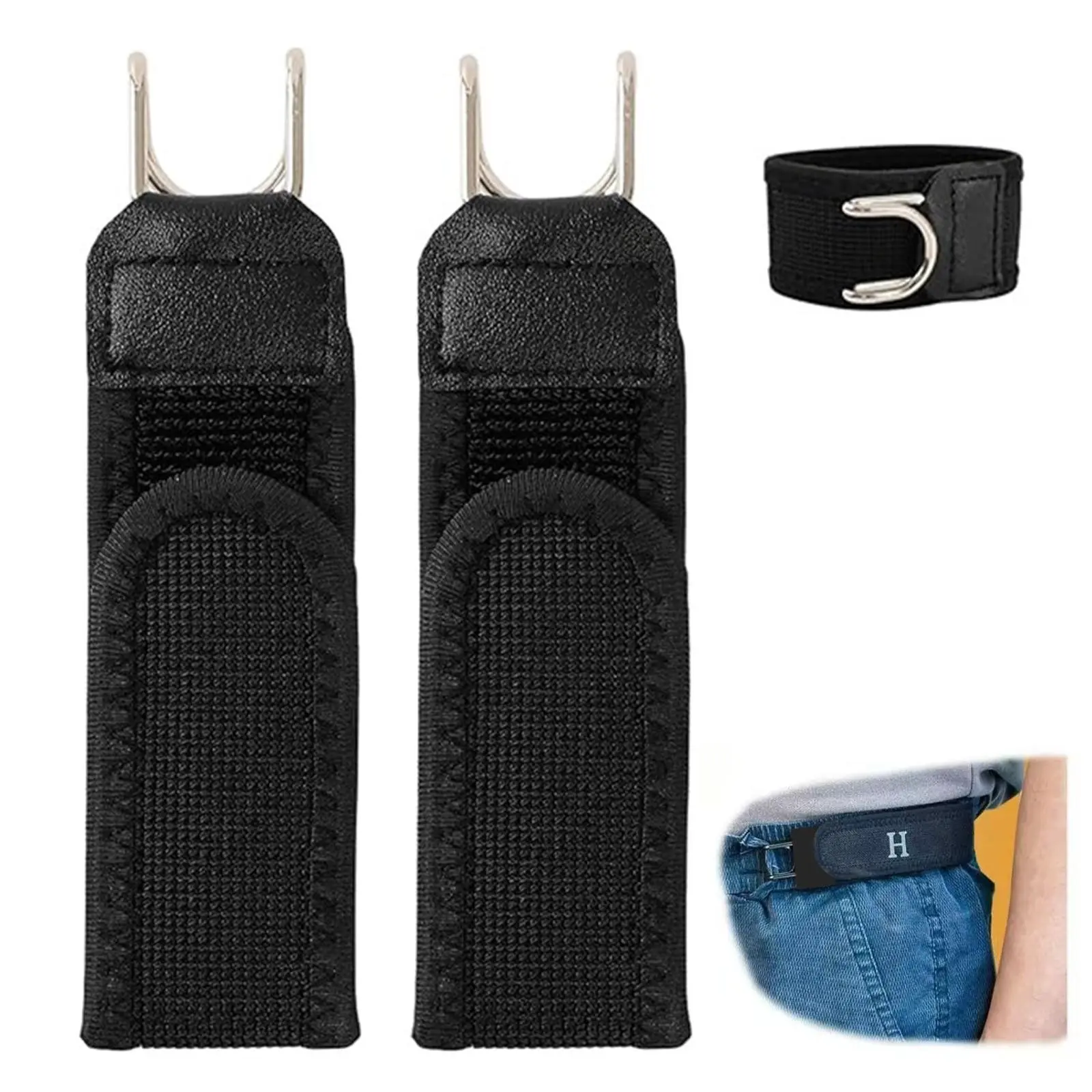 Unisex Elastic Strap Men's Belts (2-Pack) - Adjustable Velcro-Closure, Nylon Stretch Waistbands, Compatible with Jeans & Work Pants, Ideal for Outdoor Work & Summer Use