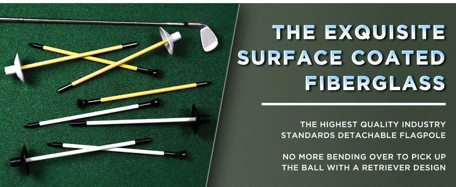 KINGTOP Mini Golf Flagstick for Backyard Practice Putting Green, 3ft Golf Pin Flag Hole Cup Set, Portable 2-Section Design, Gift Idea