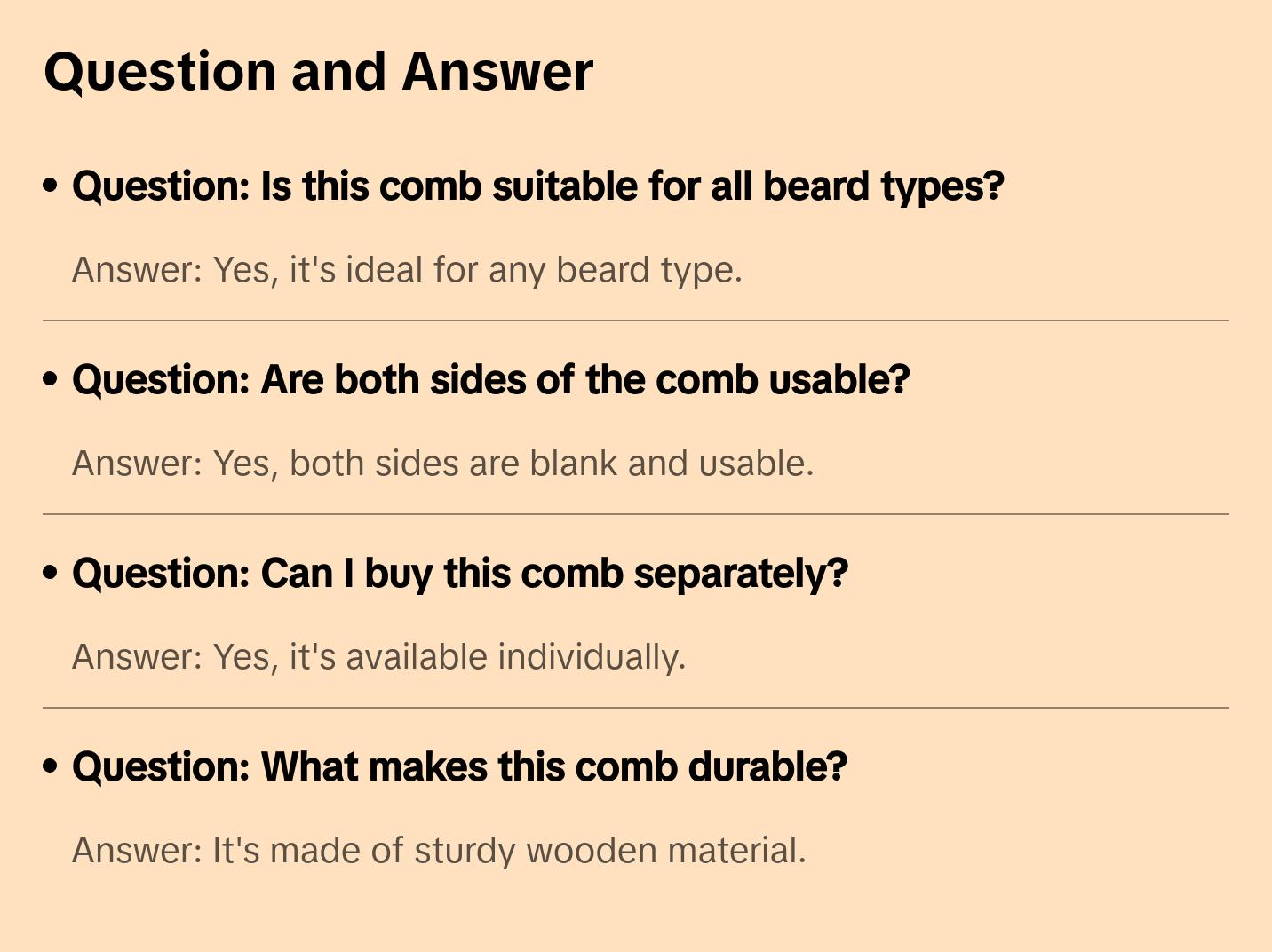 Sandalwood Beard Comb