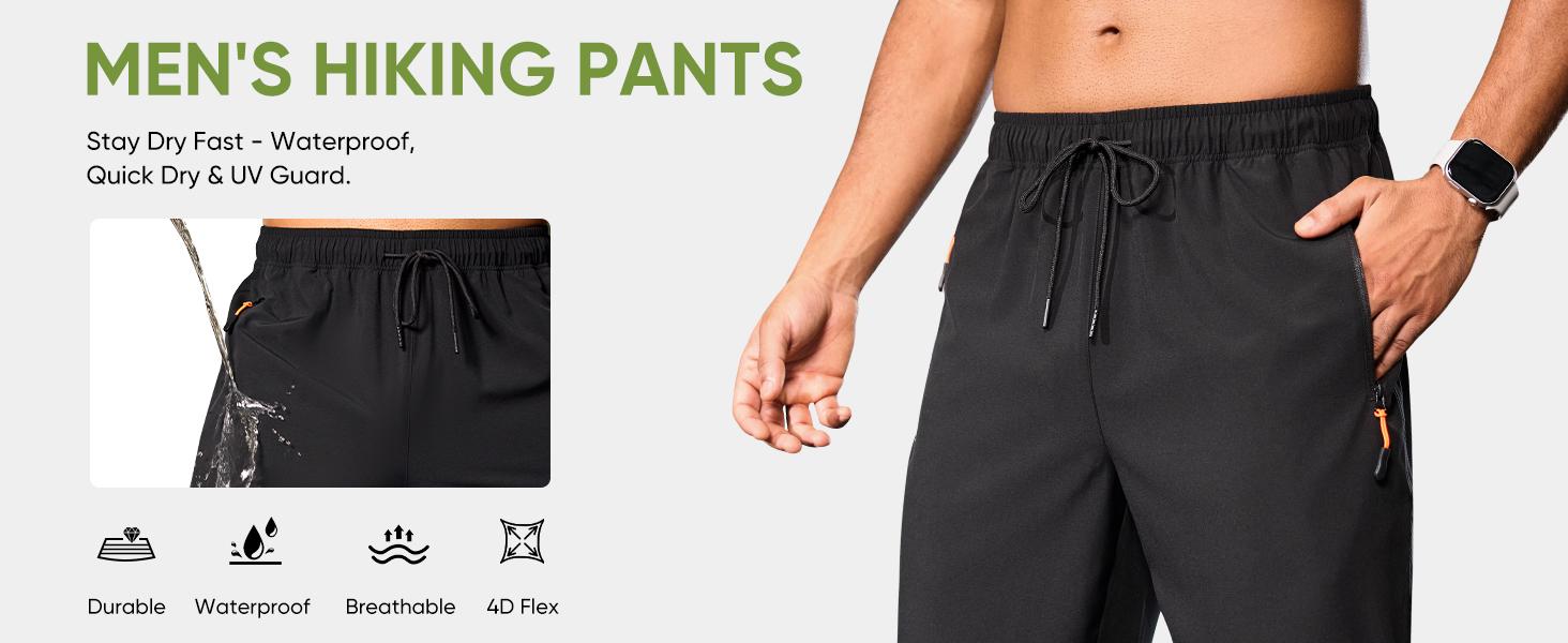 Men's Lightweight Hiking Pants Quick-Dry Water-Proof Sweatpants Joggers with Zipper Pockets for Workout Travel Running Men's Lightweight Hiking Pants Quick-Dry Water-Proof Sweatpants Joggers with Zipper Pockets for Workout Travel Running