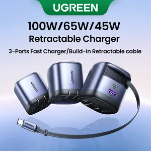 UGREEN 45W/65W/75W/100W 3 in 1 Compact GaN Charger, Retractable USB C Fast Wall Charger with Foldable Plug, Compatable for iPhone 17/16 Series, Galaxy, Pixel, iPad-Cellphone Electronic portable charger,TikTokShopBlackFriday ,TikTokShopJumpstartSale
