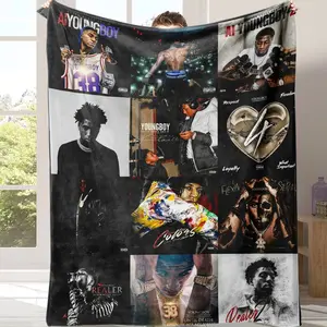 Countdown Sale! Young-boi Blanket Album Cover for Fans Warm Cozy Flannel Blankets Throw Merch Soft Roman Blanket for Home Decor Bed Sofa Living Room blankets Suitable for all four seasons cozy flannel blanket A gift suitable for fans, friends and children