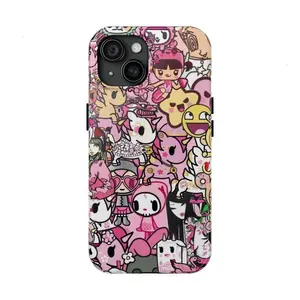 Playful Pink Colorful Tokidoki Character Art Tough Phone Case Heavy Duty Drop Protection for iPhone 11 12 13 14 15 16 17 Pro Max Plus