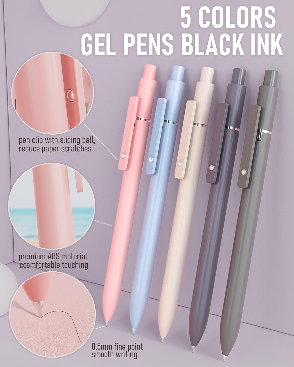 38 PCS Aesthetic School Supplies with Big Capacity Pen Case, 12 Color Pastel Highlighters, 5 Quick Dry Retractable Black Ink Pens, 6 Pastel Mechanical Pencil 0.5 & 0.7 mm for Student Stationary