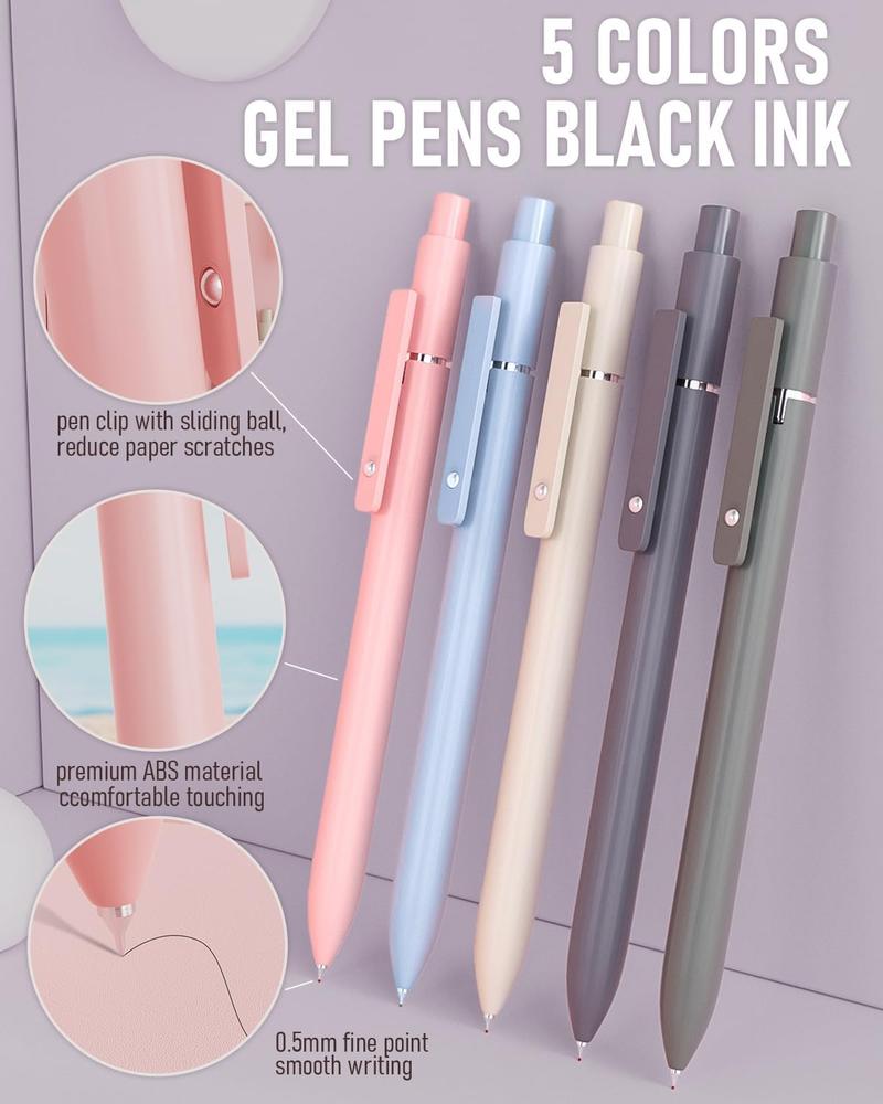 38 PCS Aesthetic School Supplies with Big Capacity Pen Case, 12 Color Pastel Highlighters, 5 Quick Dry Retractable Black Ink Pens, 6 Pastel Mechanical Pencil 0.5 & 0.7 mm for Student Stationary