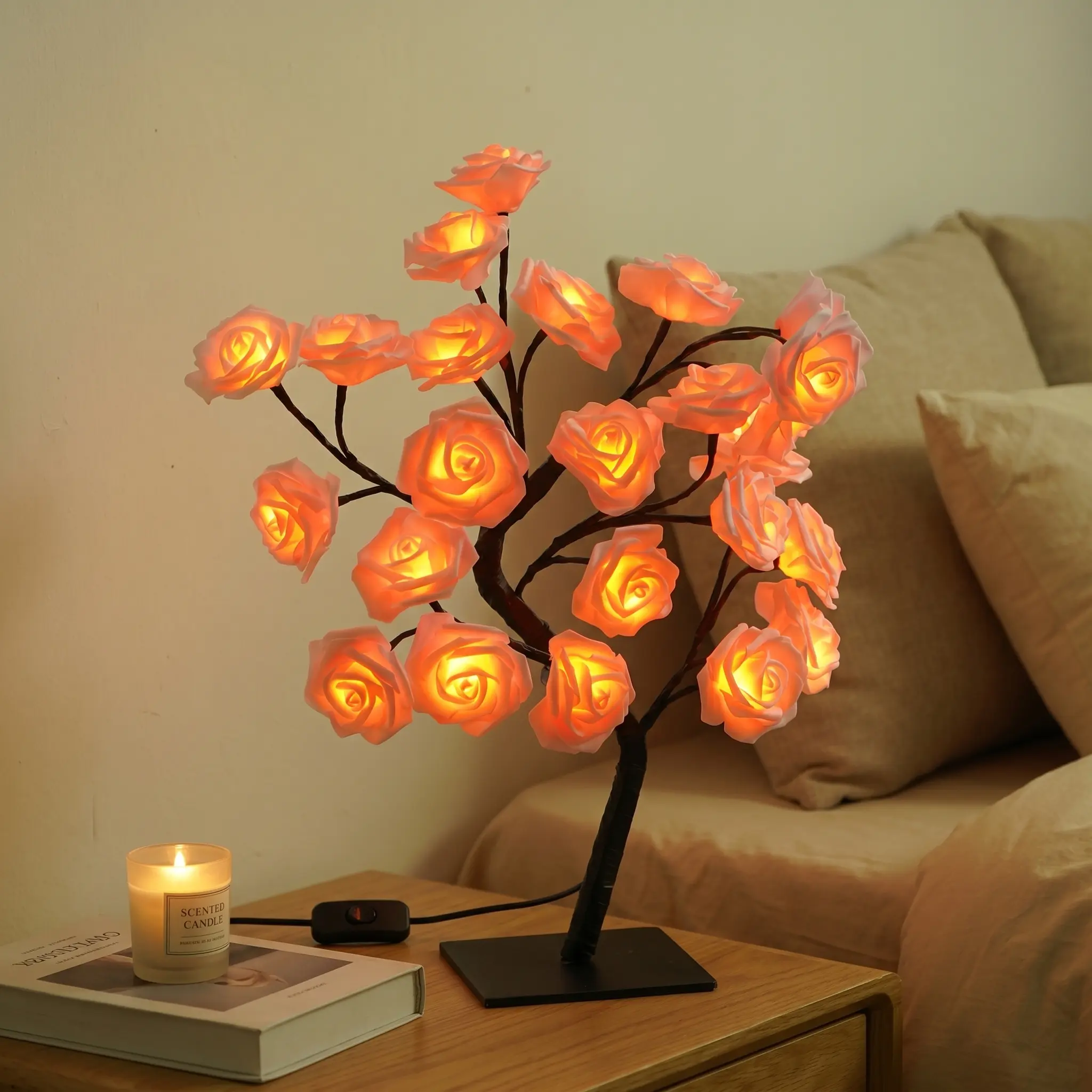 Rose-shaped night light, USB-powered, table lamp, bedroom lighting, holiday decorative lights, home decor, Valentine's Day gift, Christmas Day gift, home decor lighting