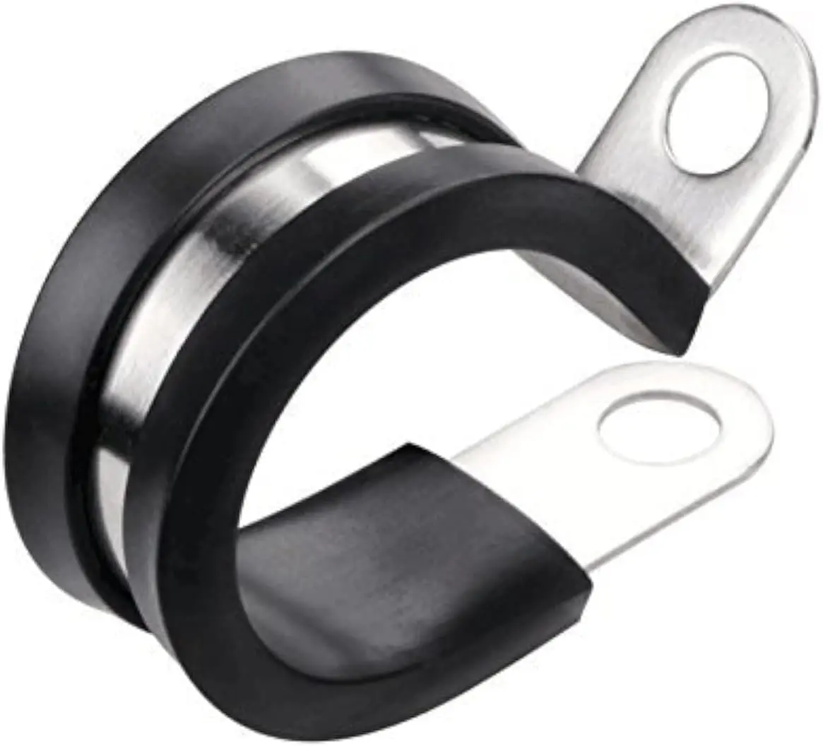 20 Pack 1/2 Inch Stainless Steel Cable Clamp, Rubber Cushioned Insulated Clamp, Conduit Wire Holder Strap Clips for Tube, Pipe or Wire Cord Installation