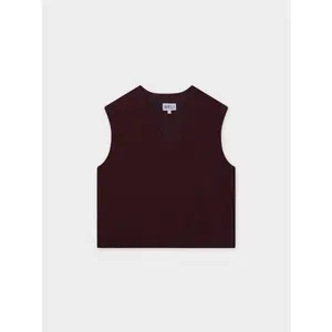 V-Neck Knit Vest-Speckled Burgundy