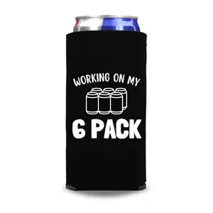 Funny Skinny Cooler, Working On My 6 Pack, Spiked Seltzer Skinny Foam Coolies Drink Accessory, Gift and Party Favors