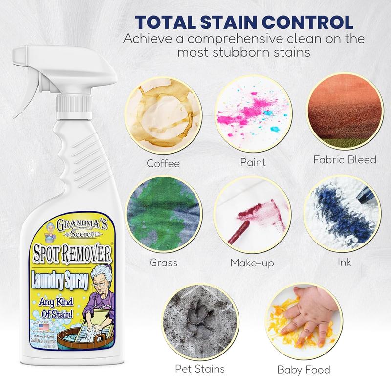 Grandma's Secret Spot Remover Laundry Spray -Chlorine, Bleach & Toxin-Free Stain Remover -  Oil, Paint, Blood & Pet Stains Household Cleaner Cleaning All-Purpose Scented