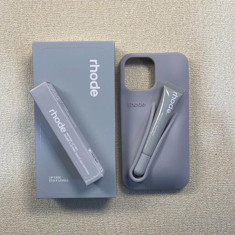 Rhode Lip Gloss Silicone Case for Apple iPhone 11-17 Series - Shockproof Anti-Scratch Fashionable Protection in Pink Yellow Red Green Blue Black Silver-Gray Orange