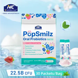 NC Nutrition Care PopSmilz Oral Probiotics linkB – 22.5B CFU | 3 Patented Strains | Exclusive Postbiotic – Supports Fresh Breath & Oral Health - Dietary SupplementCutting Drink Mix
