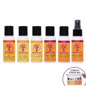 Jessicurl Rich & Radiant Collection - Six Products for Medium & Thick Curls, Travel Bag Included