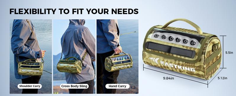 KastKing BaitSpace Line Management Bag, Fishing Line Storage Bag with Water Resistant Nylon, Clear View Window, Removable Divider for Up to 10 Spools, Tangle-free Leader Line Holder