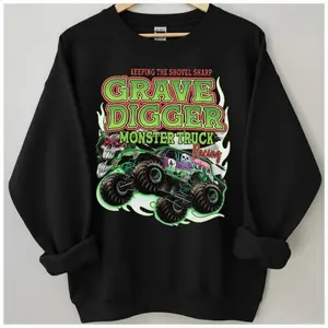 Grave Digger Monster Truck Racing Sweatshirt, Vintage Racing Crewneck, Retro Monster Truck, Grave Digger Fan Gift, Mud Bogging Apparel, Monster Jam Pullover	