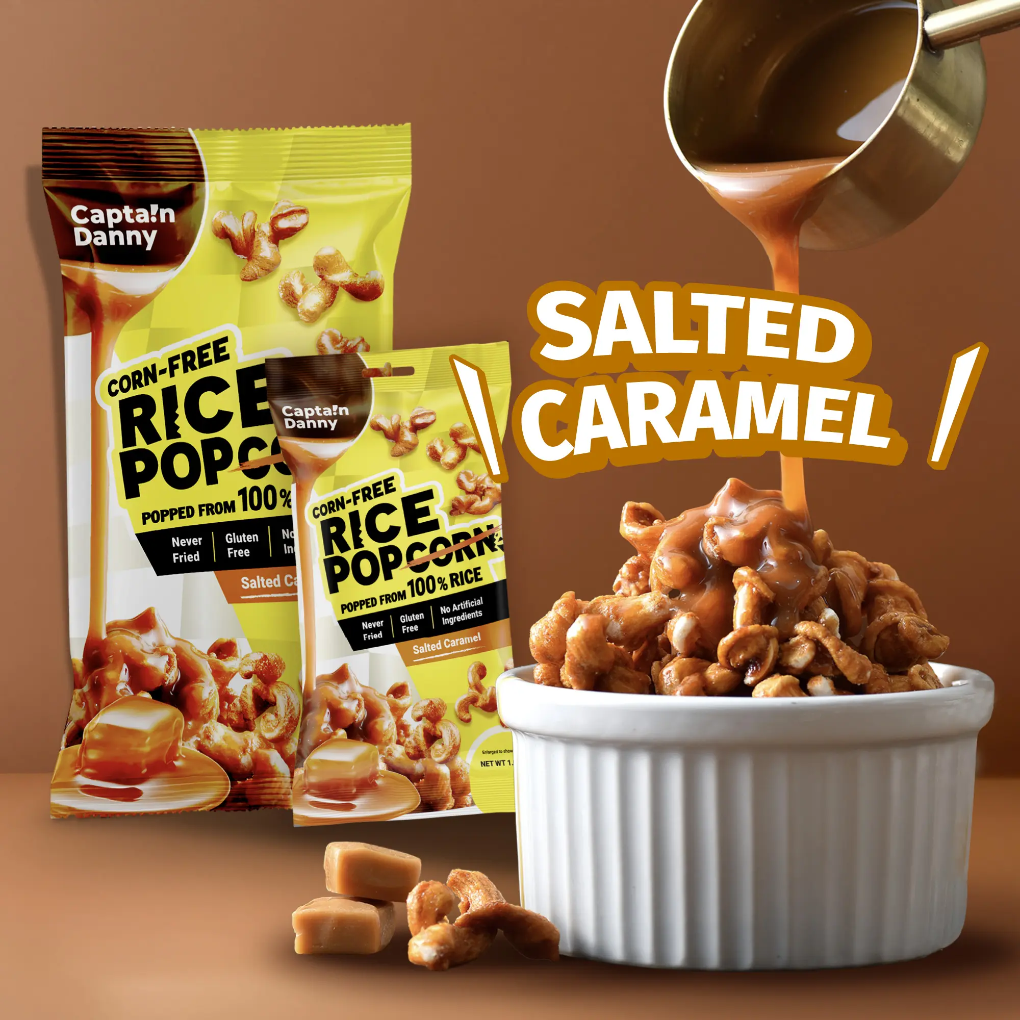 Captain Danny 4 Variety Packs Corn-Free Rice Popcorn | Honey