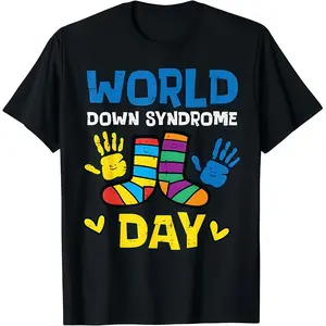 World Down Syndrome Day Awareness T21 Teacher Women Men Kids T-Shirt Shirt Round Neck