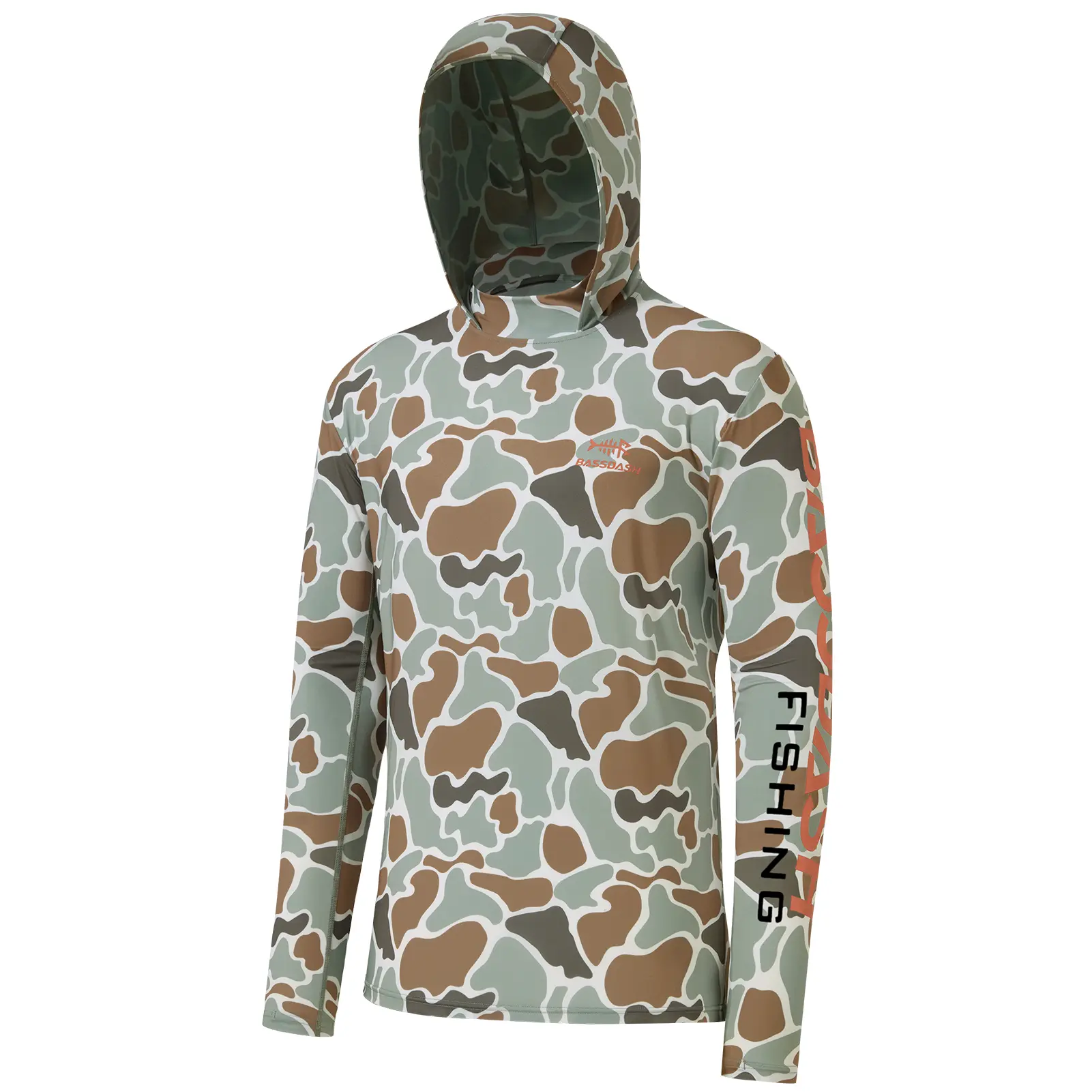 Bassdash Men’s UPF 50+ Camo Fishing Hoodie Shirt Quick Dry Sun Protection Long Sleeve Outdoor Hiking Hooded Shirts