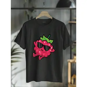 100% Cotton Cute Raspberry Fruit Relaxing Lazy Raspberry T-Shirt
