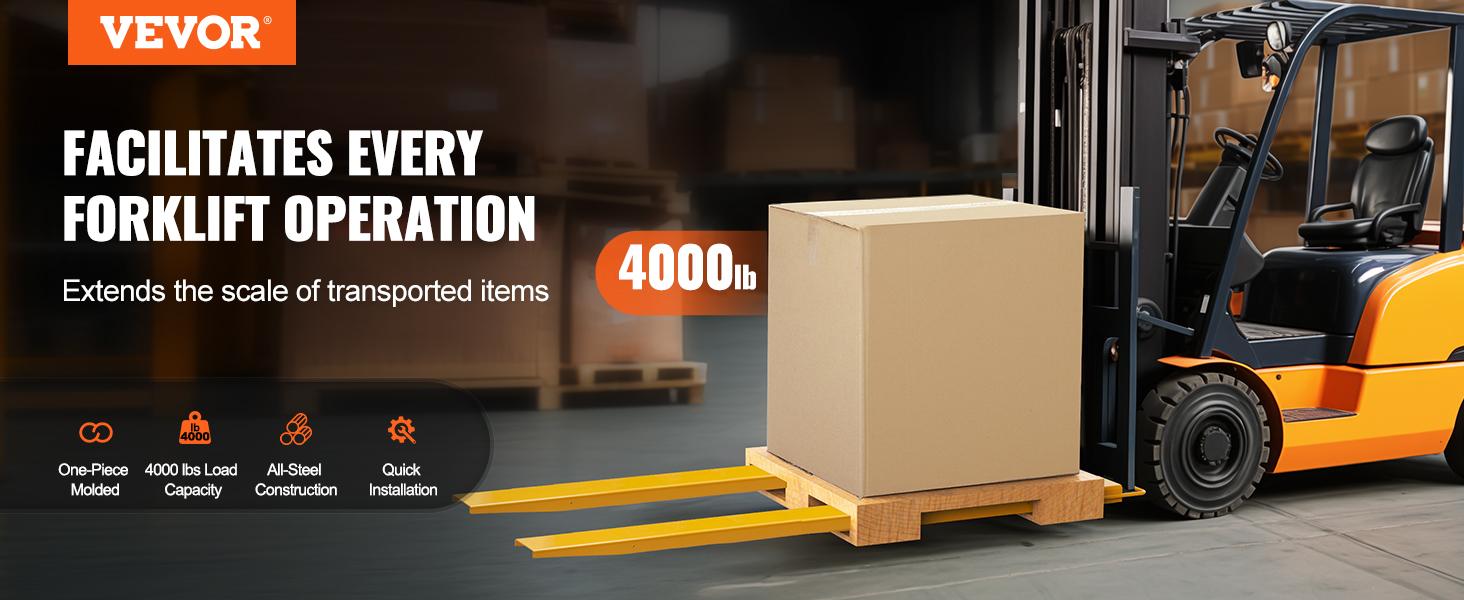 VEVOR Pallet Fork Extensions,  Max, 96" Length 6.5" Width, Heavy Duty Carbon Steel Fork Extensions for Forklifts, 1 Pair Forklift Extensions, Industrial Forklift Fork Attachments for Forklift Truck