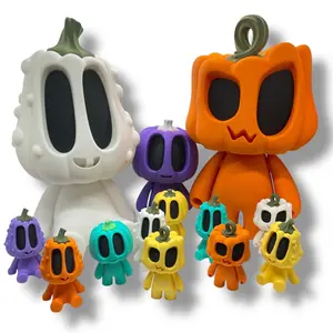 Blob Pumpkin Squash Squad - Big Eyed Adorable Gordes Articulated Statue Decor 3D Printed Figures with Big Eyes Collectible Figurines Halloween Collectible Pumpkin Buddy