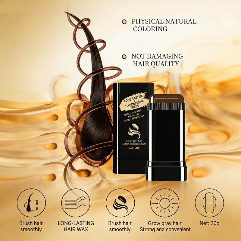 2 in 1 Instant Hair Color Stick, Waterproof and Sweat Proof Hair Dye Stick, Portable 3 Color Touch-Up Hair Sticks With Comb for Women Men