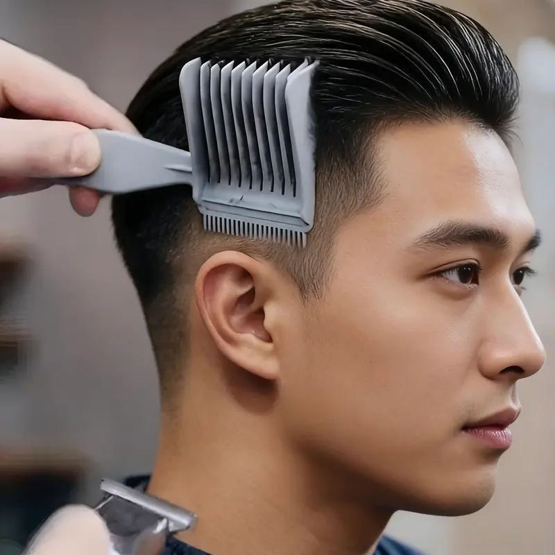 Men's 3PCS Plastic Gradient Haircut Comb Set - Anti-Slip Ergonomic Long Handle, Hollow Core, Round Tip, Tangle-Free Detangling Barber Supplies, Lightweight Male Haircare Tool for Self Haircut, Professional Trimming, Salon, Salon Supplies, Gradient Comb