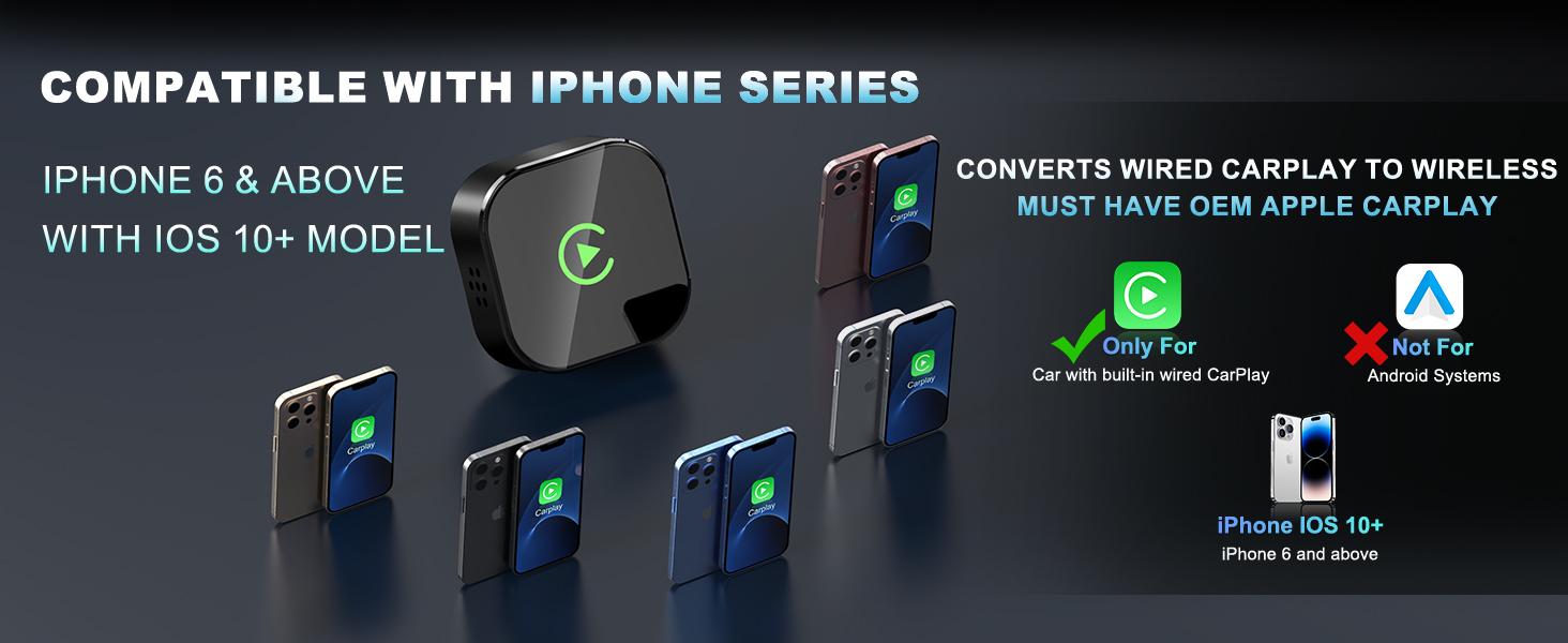 2025 Wireless carplay Adapter for iPhone/Android - Fast Connection,No Latency,Hands-Free Call wireless adapter Electronic Charger carplay dongle, suitable for factory wired CarPlay cars from 2016+,TIKTOKBLACKFRIDAY