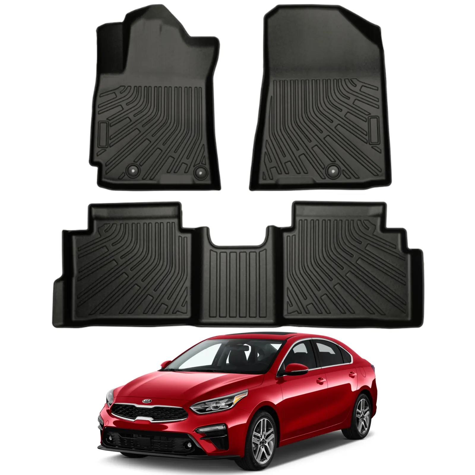 Canvcle Custom Fit Car Floor Mats for Kia Forte 2019-2024, Heavy Duty TPE All-Weather Waterproof Liners, 1st-2nd Row Protection, Auto Accessories Interior, Car Accessories