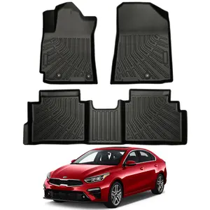 Canvcle Custom Fit Floor Mats for Kia Forte 2019-2024 All Weather TPE Waterproof Liners for 1st & 2nd Row Heavy Duty Protection