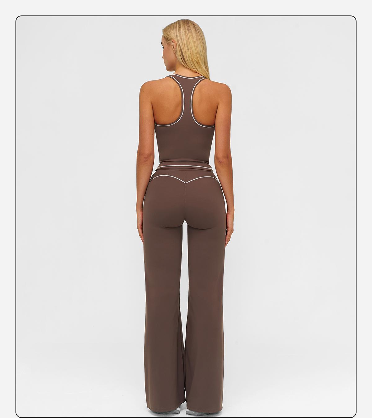 MFVIM Women's Sporty Tracksuit Set - Casual Two-Piece Athletic Wear, 78% Nylon 22% Spandex, Ideal for Gym & Daily Activities, H-Shaped Back Design, Bell-Bottom Pants SpringStatements