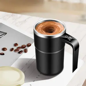 2026 Electric Magnetic Self Stirring Mug with Lid, Automatic Stirring Cup with Digital Display, Rechargeable Self-Mixing Mug for Coffee, Tea, Hot Chocolate