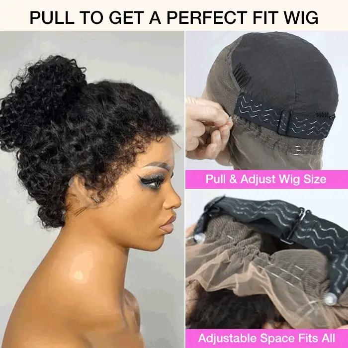 Pizazz Hair 4C Curly Edges Hidden Strap 360 Curly Lace Front Human Hair Wig Pre Bleached Knots with Curly Baby Hair All Around