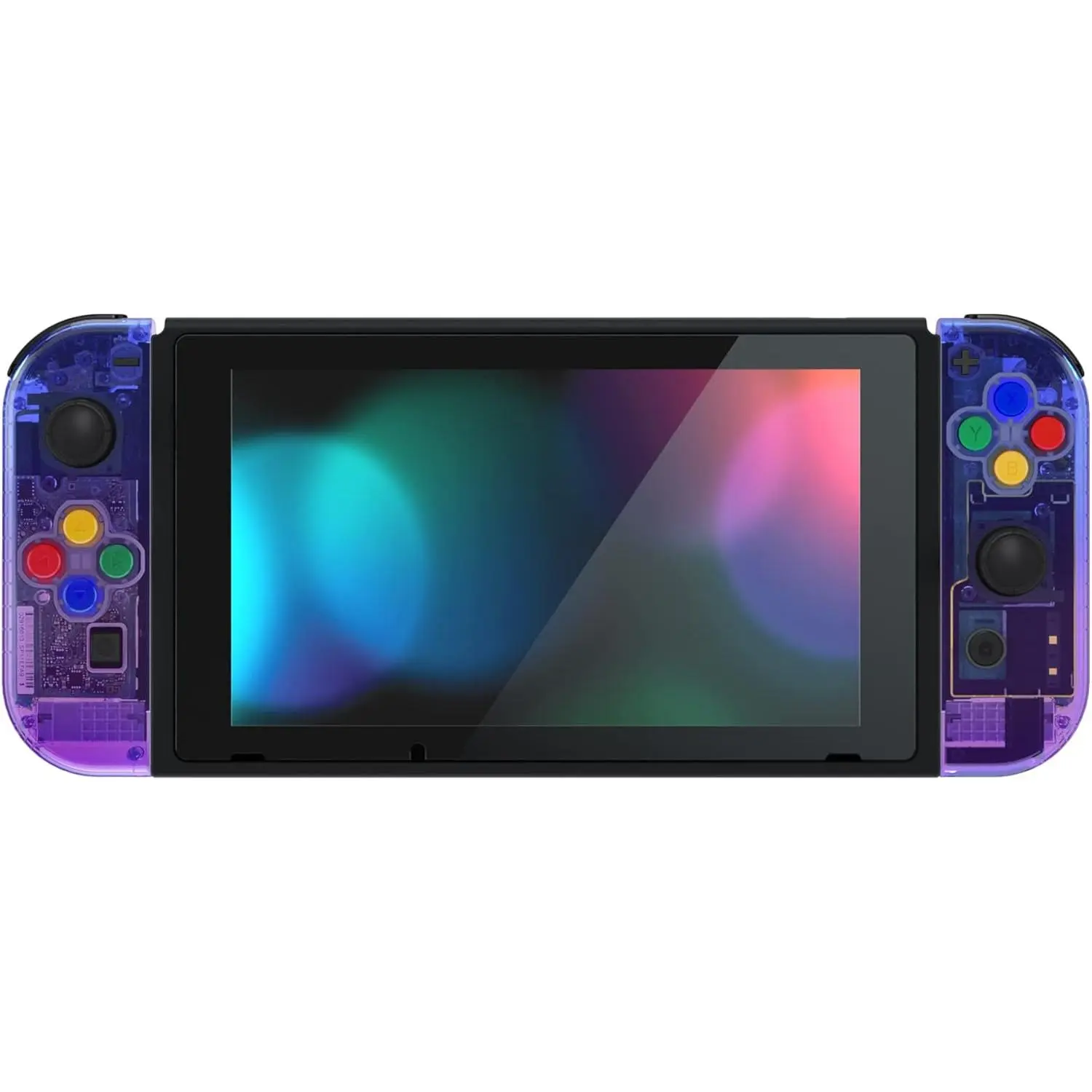 eXtremeRate Precision Cut ABS Plastic Durable DIY Replacement Shell for Nintendo Switch/OLED Switch Joycon - Controller Accessories with Colorful Buttons, Gradient Translucent Bluebell Cross Buttons, Game Console Accessories for DIY Projects