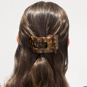 TELETIES - Small Flat Rectangle Hair Clip - Tortoise