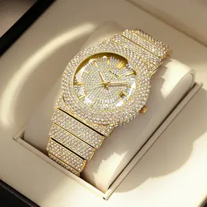 Couple Moissanite Full Diamond Watches – 2 Sizes for Him & Her  Gold / Silver / Rose Gold | Iced Out Set | Perfect Matching Gifts