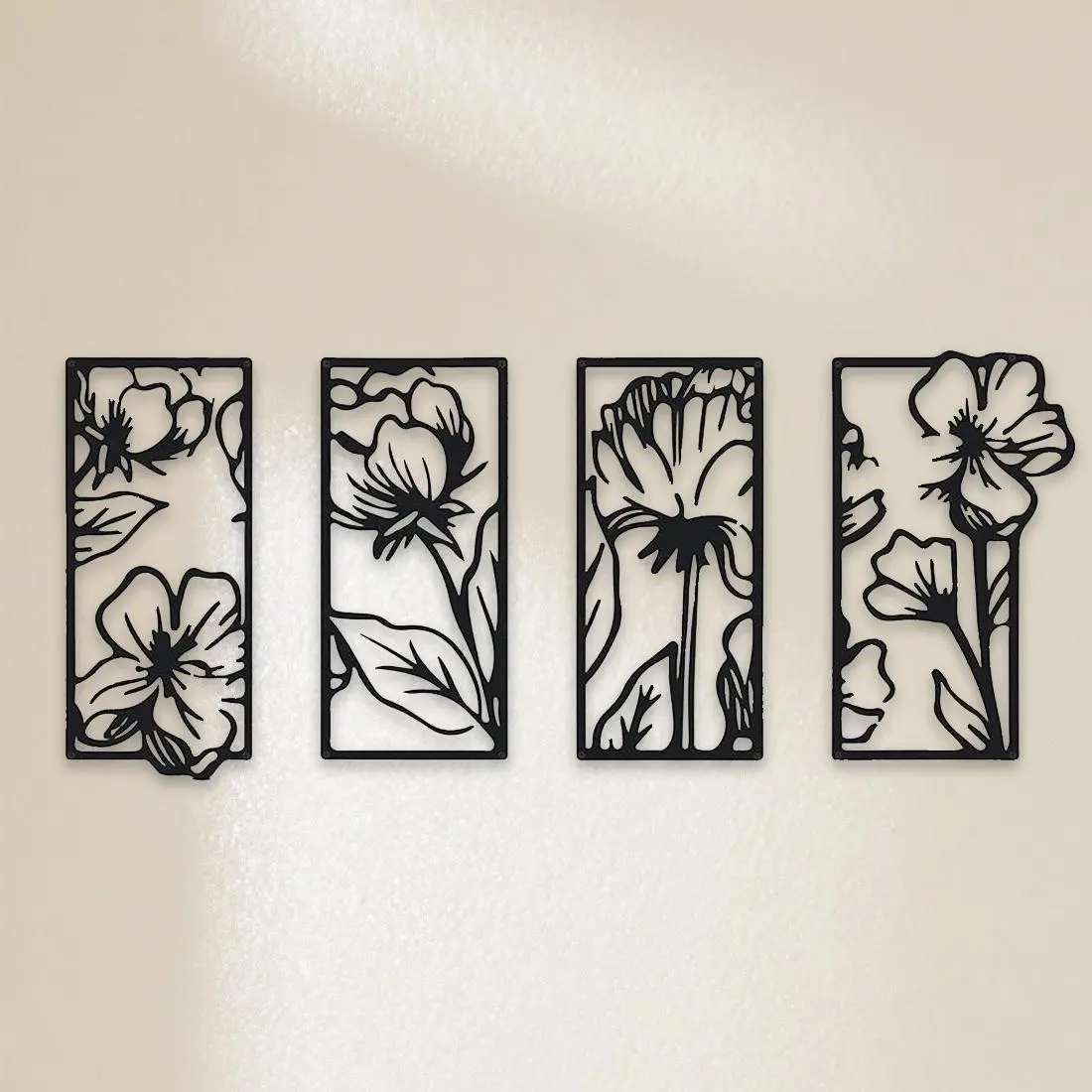 Flower Pattern Metal Line Art, 4 Counts/set Metal Wall Art, Art Wall Decoration, Artwork, Living Room Decorations, Decoration Items, Wall Decor for Home Living Room Bedroom Office