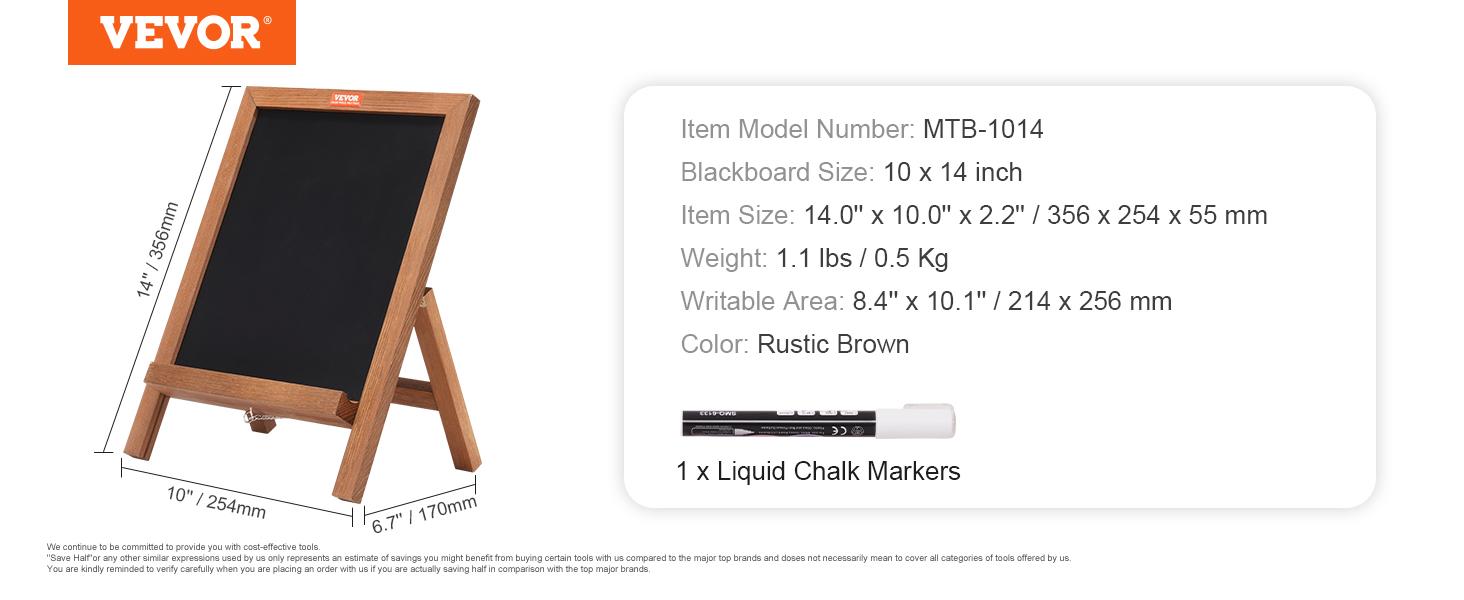 VEVOR Tabletop Chalkboard Sign, TikTokShopBlackFriday, Message Signs with Chalks, Freestanding Framed Memo Board, Vintage Wooden Magnetic Chalk Board, Rustic Brown Chalk Boards, 10"x14", For Kitchen, Home Decor, and Wedding